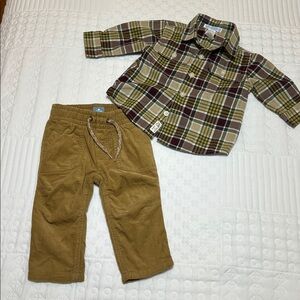GAP Baby Mustard Corduroy Pants with Janie & Jack plaid  button down